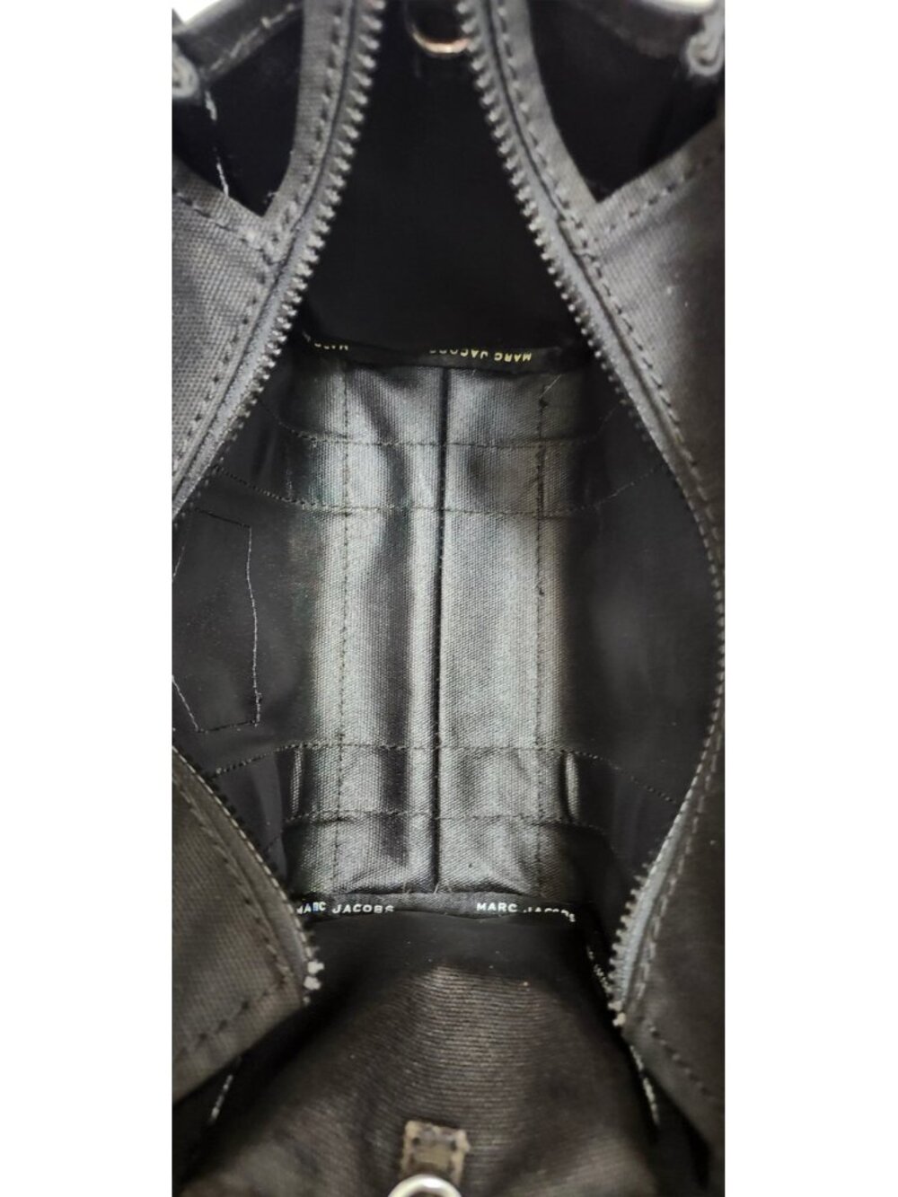 Marc Jacobs The Terry Mini Tote Bag Black Canvas Logo Handbag  100% Authentic - Picture 10 of 16